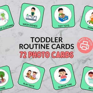 Toddler Routine Cards - 72 Cards for a Visual Schedule - ASD, Non-Verbal Children - Printable Download