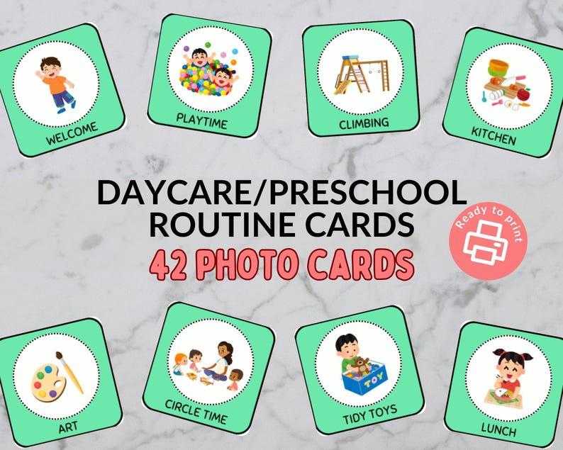 Classroom Routine Photo Cards: Daycare, Preschool, ASD Visual Schedule ...
