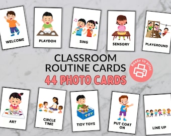 Classroom Routine Cards - Daycare / Preschool / Kindergarten / Autism, Non-Verbal Children - Photo Cards for a Visual Schedule