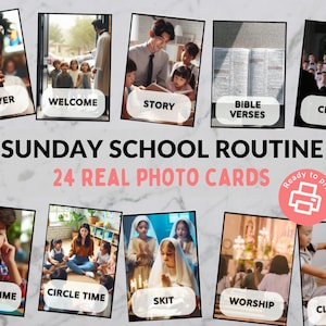 Sunday School Routine Cards for Toddlers, Preschoolers - Visual Church Schedule - Printable
