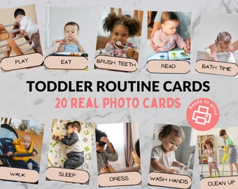Toddler/Preschool Routine Cards - 20 Real-Life Picture Cards for Daily Activities - Make a Visual Schedule - Digital Download