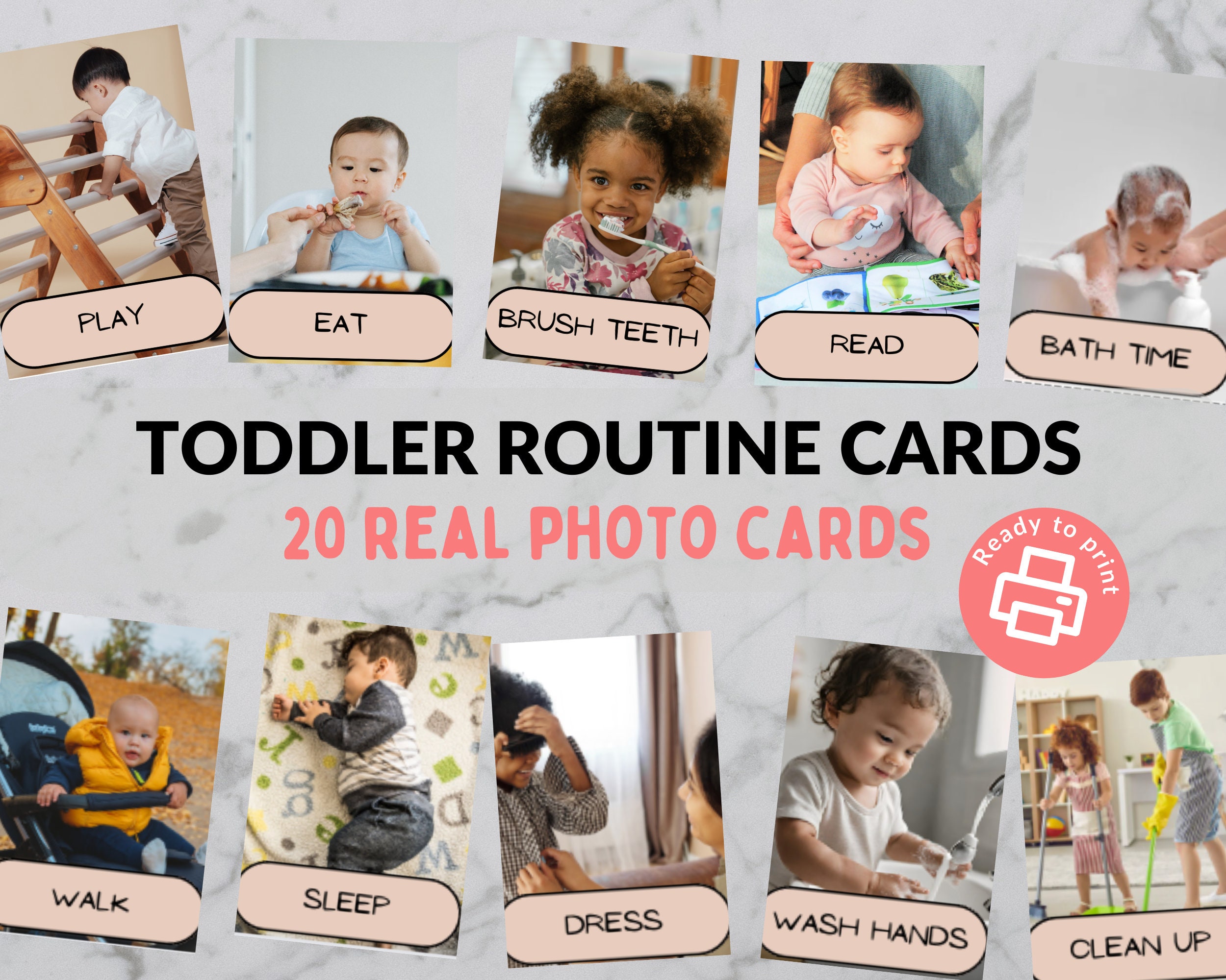 Toddler Routine Cards: 20 Daily Activity Photo Cards (Digital Download)