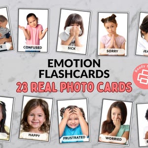 Emotion Flashcards - Toddlers, Preschool, Kindergarten, Montessori - 23 Real Photo Cards - Digital Download