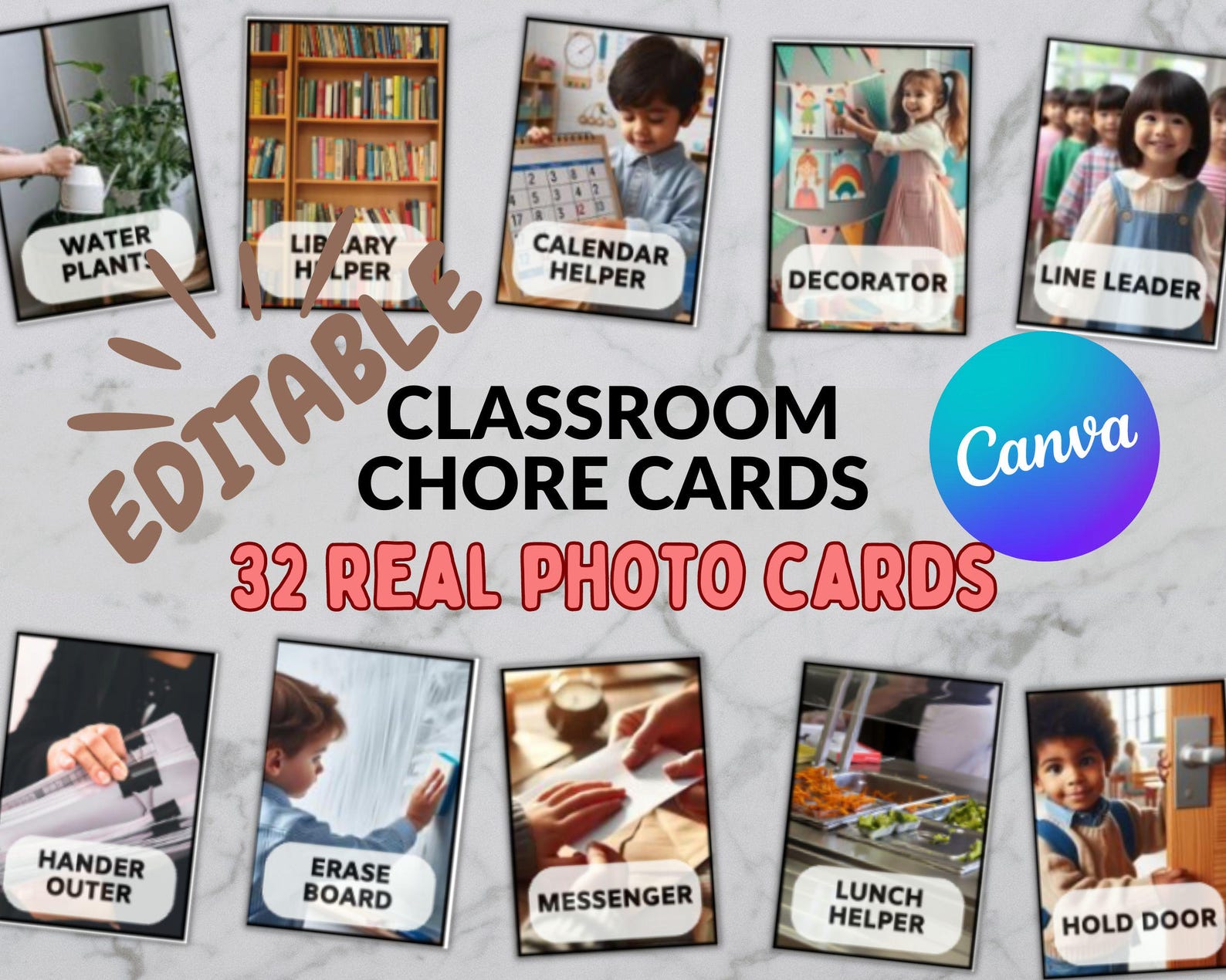 EDITABLE - Classroom Chore Cards - Real Picture Cards - Preschool ...