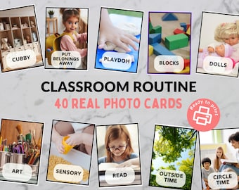 Classroom Routine Cards - Daycare / Preschool / Kindergarten / Montessori - Real Photos for a Visual Schedule - Printable Download