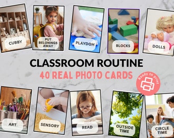 Classroom Routine Cards - Daycare / Preschool / Kindergarten / Montessori - Real Photos for a Visual Schedule - Printable Download