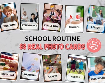 School Routine Cards: 88 Visual Schedule Photo Cards (Digital Download)