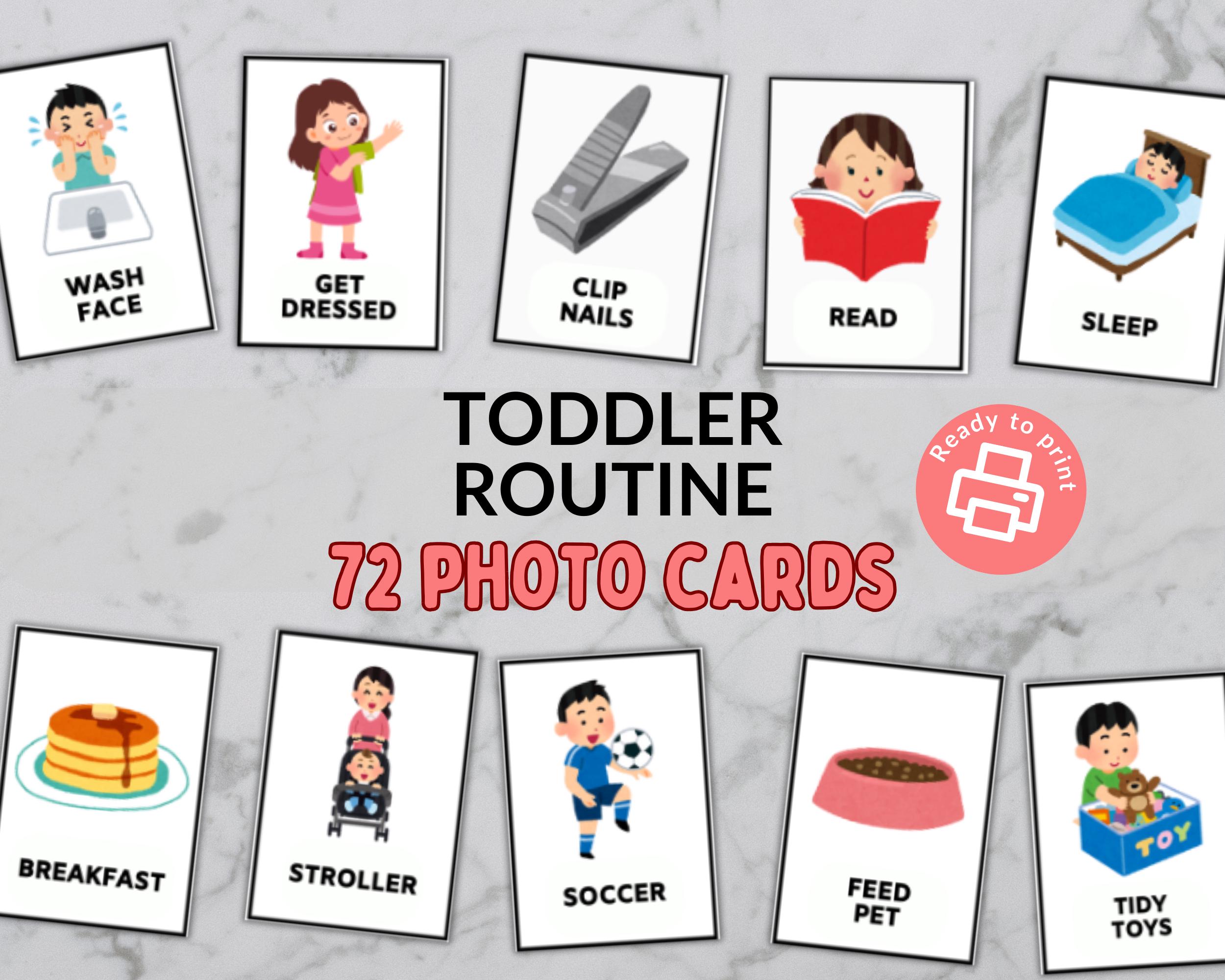 Toddler / Preschool Routine Rhythm Cards - 72 Picture Cards for Daily Activities - Make a Visual Schedule - Non-Verbal Children