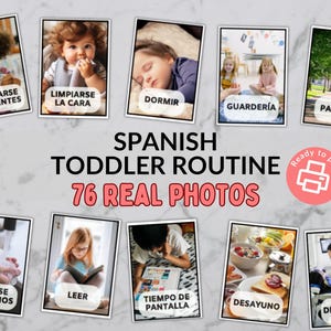SPANISH Toddler / Preschool Routine Cards - Real-Life Picture Cards for Daily Activities - Make a Visual Schedule - Non-Verbal Children
