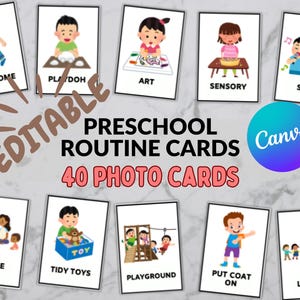 EDITABLE - Classroom Routine Cards - Daycare / Preschool / Kindergarten / Autism, Non-Verbal Children - Photo Cards for a Visual Schedule