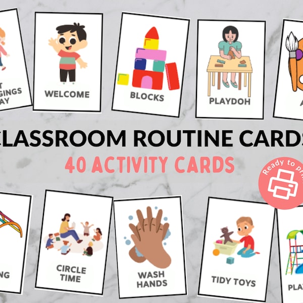 Classroom Routine Cards - Daycare / Preschool / Kindergarten / Autism, Non-Verbal Children - Photo Cards for a Visual Schedule