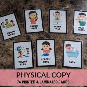 PHYSICAL COPY - Toddler / Preschool Routine Rhythm Cards - 72 Pictures for Daily Activities - Make a Visual Schedule - Non-Verbal Children