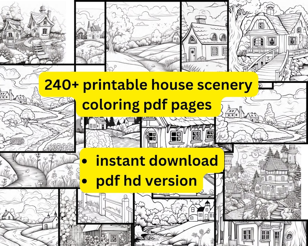 240 ++ House Scenery Coloring Pages L Coloring Book for Adults