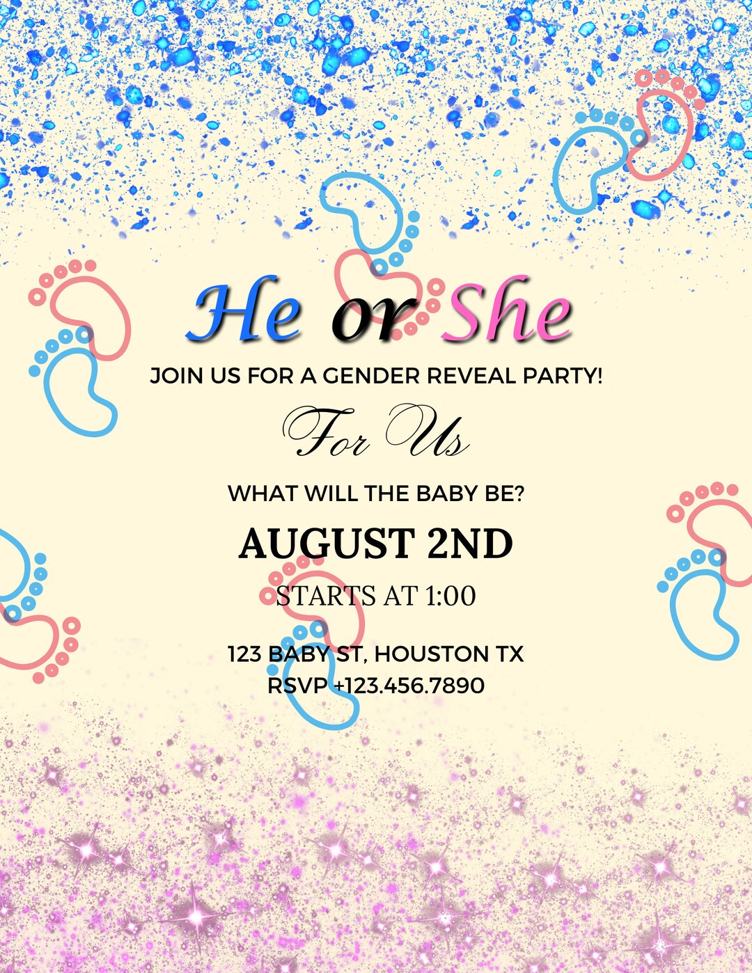 Birthday Gender Reveal Flyer Template EASY Edit in Canva Etsy