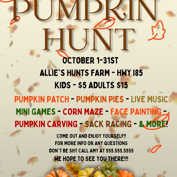 Pumpkin Patch Flyer Template Etsy Pumpkin Patch Flyer Template Etsy