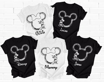 Disney Custom Family Shirt, Disney Trip Shirts, Disney Mickey and Minnie Shirts, Disney Family Matching Shirts, Personalized Mickey Ear Tee