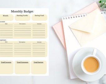 Printable Monthly Budget Template, Budget Tracker, Financial Planner, Expense Spreadsheet, Money Management Tool