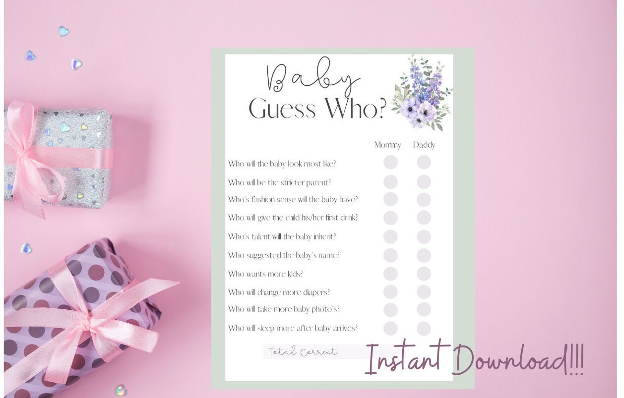 Guess Who, Baby Shower Game, Baby Shower Activity, Fun Activity ...