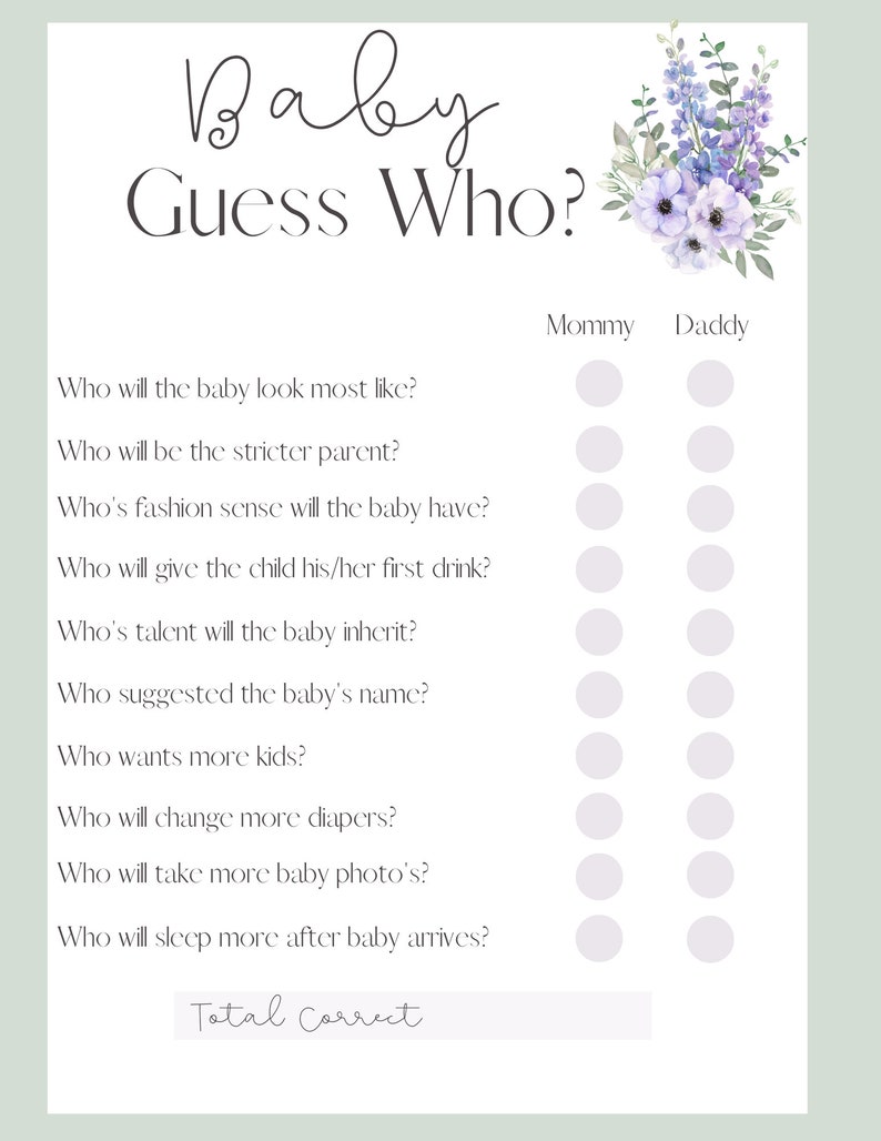 Guess Who, Baby Shower Game, Baby Shower Activity, Fun Activity ...