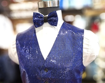 Men's Sequined Vest and matching bow perfect for Parties, Prom, Weddings, Events, Performances etc.