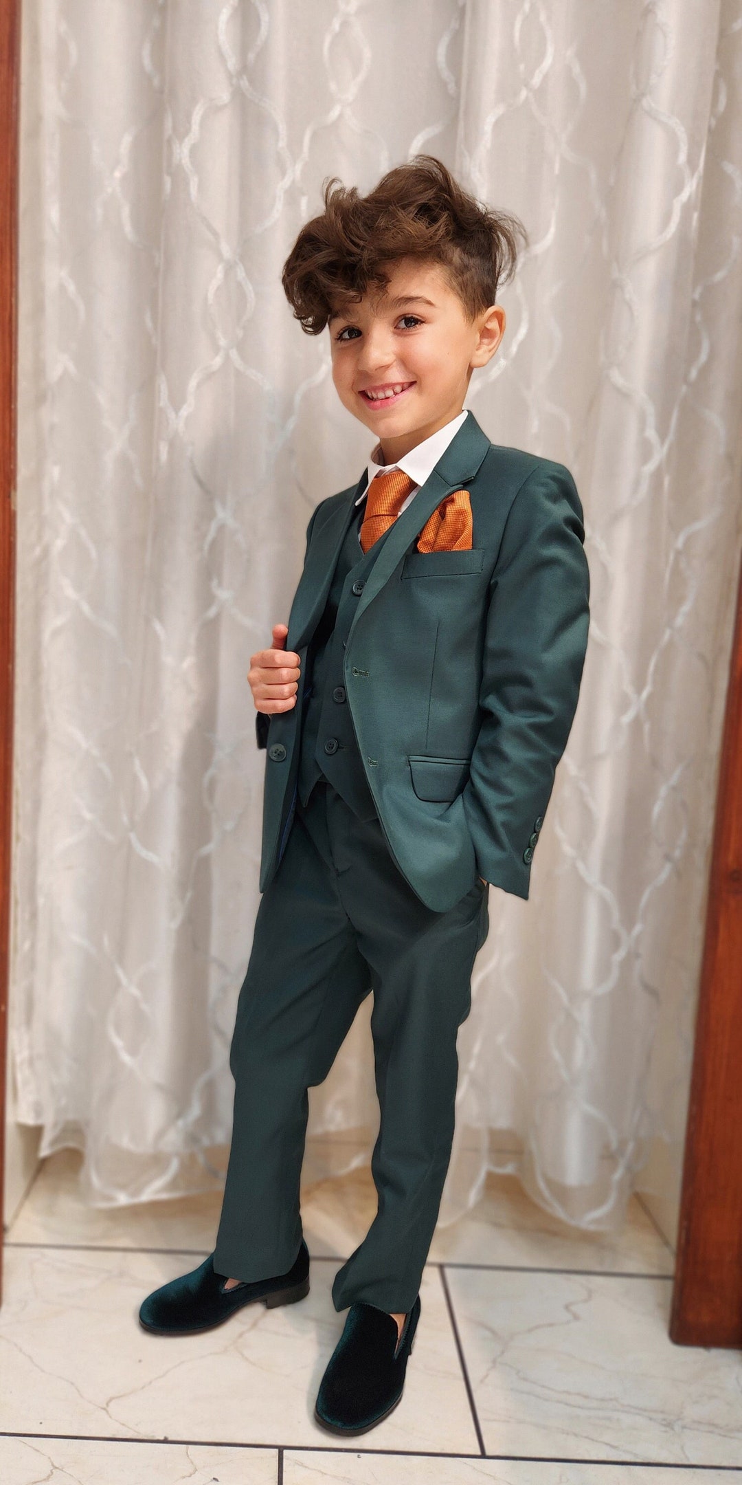 Boys Half Sleeves Suit - Green main image 0