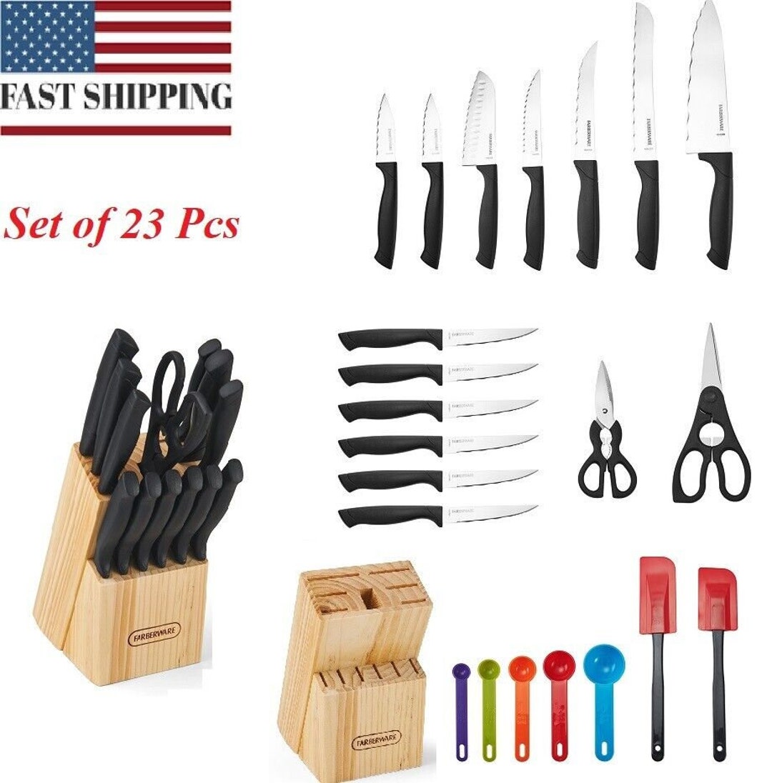 23 Pcs Kitchen Knife Set with Block, High Carbon Stainless Steel Chef Knife  Set, Ultra Sharp, Full-Tang Design