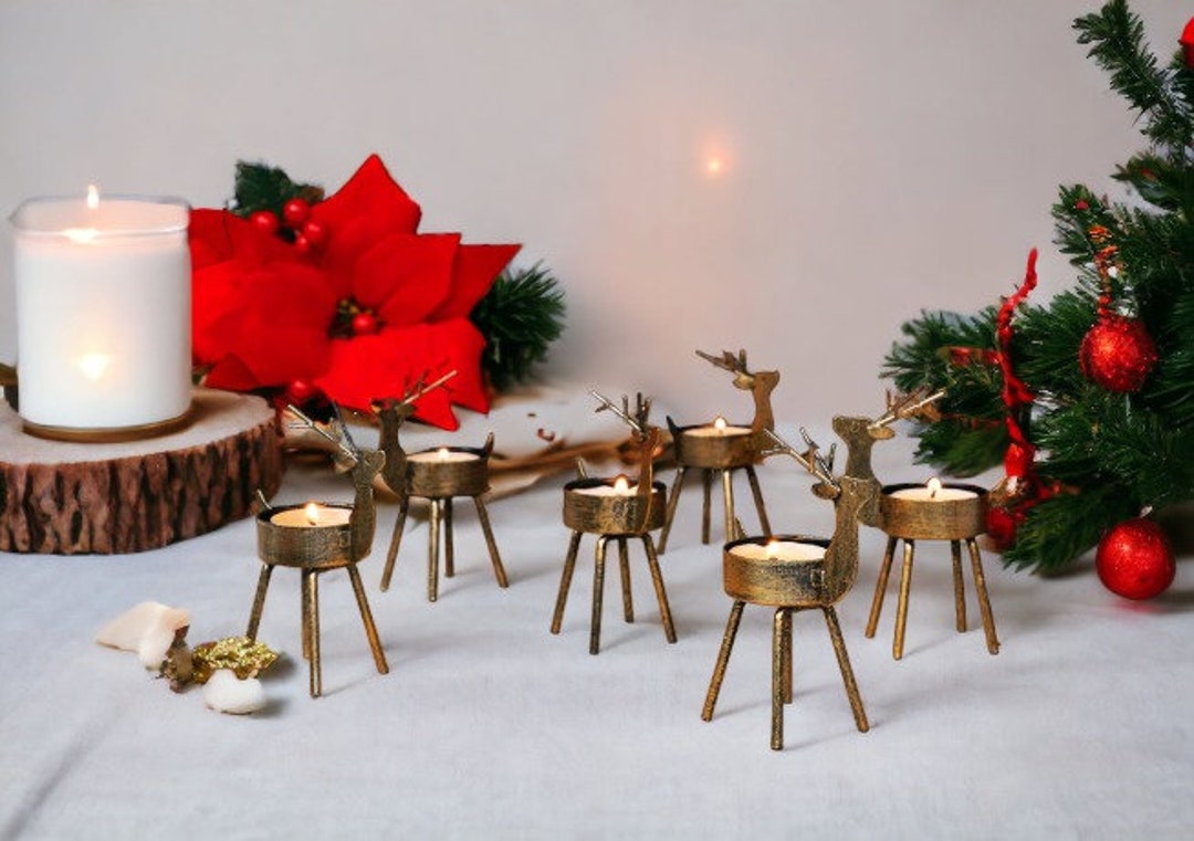 Rustic Standing Iron Metal With Rustic Bronze Finish Reindeer Etsy