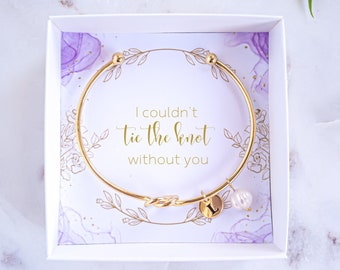 Personalized Bridesmaid Bracelet Gift, Tie the Knot Bracelet Gift for Bridesmaid Proposal Box, Will you be my Bridesmaid Initial Bracelet