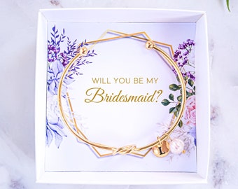 Personalized Tie the Knot Gold Silver Bracelet, Bridesmaid Gift for Bridesmaid Proposal Box, Will you be my Bridesmaid Bracelet, Wedding Day