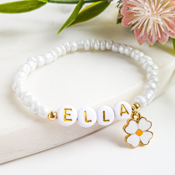 Personalisiertes Blumenmädchen-Antragsgeschenk, Blumenmädchen-Antragsbox, Blumenmädchen-Armband-Schmuck, kleines Mädchen-Namensarmband als Hochzeitsgeschenk