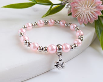 Flower Girl Proposal Gift, Flower Girl Bracelet Jewelry, Thank You Flower Girl Proposal Box, White Pearl Bracelet for Wedding Party Gift