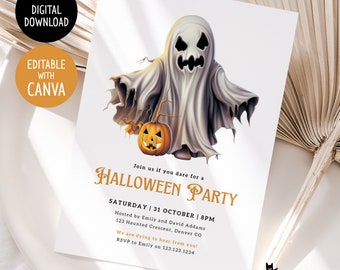 Printable Halloween Party Invitation | Adult Halloween Party | Halloween Birthday Invitation | Editable Template | Instant Digital Download