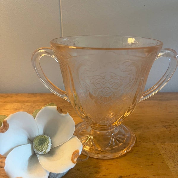 Footed Open Sugar Bowl, "Royal Lace Pink" by HAZEL-ATLAS