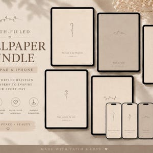 Pacchetto di sfondi minimalisti cristiani / Schermate di blocco per iPhone e iPad con versetti biblici (download digitale)