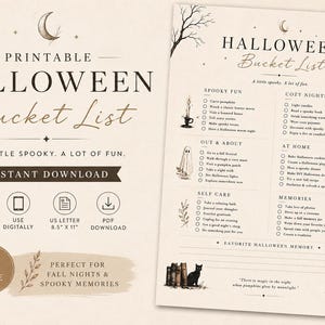 Halloween Bucket List Printable | Spooky Season Checklist (Digital Download)