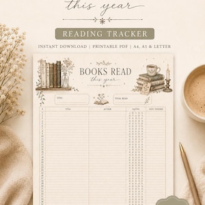 Books Read This Year Tracker | Vintage Reading Log PDF (Digital Download)