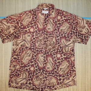 Vintage 1950’s &quot;Fredrick & Nelson&quot; Hawaiian Aloha Shirt - Polynesian and Floral Island Design