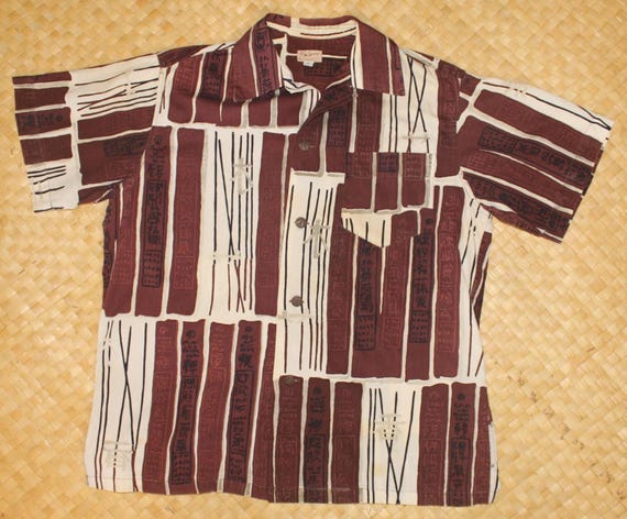 Vintage 1950's "McInerny's" Hawaiian Aloha Shirt -  original Shaheen "Joss Sticks" design