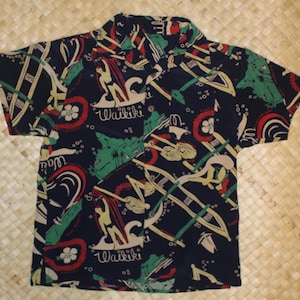 Vintage 1950's "Imperial" Hawaiian Aloha Shirt - Original & Rare All-Over Hawaiian Designs