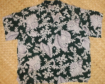 1950年代ヴィンテージ「ハーパースポーツウェア」ハワイアンアロハシャツ - コンク貝と蔓のデザイン
