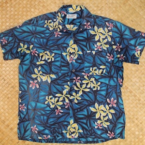 Vintage 50er Jahre “Duke of Hollywood” Aloha Hawaiihemd - Original Plumeria Blumenmuster