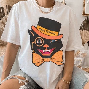 Vintage Halloween t-shirt, Cat Shirt, Vintage cat shirt, Vintage halloween costume, Halloween shirts, Fall t-shirts, Autumn apparel, Cat top