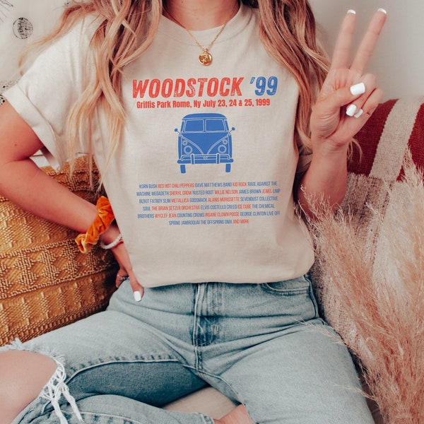 Vintage 90s Tshirt, Woodstock 99 Tshirt, Woodstock Tshirt, Vintage Musik Tshirt, Geschenk für sie, für ihn, Boho Style Top, 90s Shirt, Retro Tee