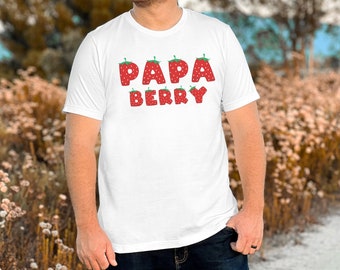 Strawberry shirt for dad, Strawberry dad shirt, Gift for new dad, Cute dad shirt, Strawberry boho shirt, Whimsical shirt for him, dad gift