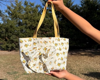 Bolso Emmaline - Colcha vintage de los años 70 reutilizada – Bolsillo con volantes