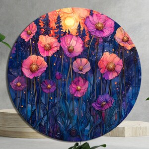 Pink and Orange Floral Glass Cutting Board Trivet Hot Plate Charcuterie Board Gift for Her Mom Wedding Housewarming
