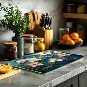 Row Pears and Apples Rectangular Glass Cutting Board, Rounded Corners ...