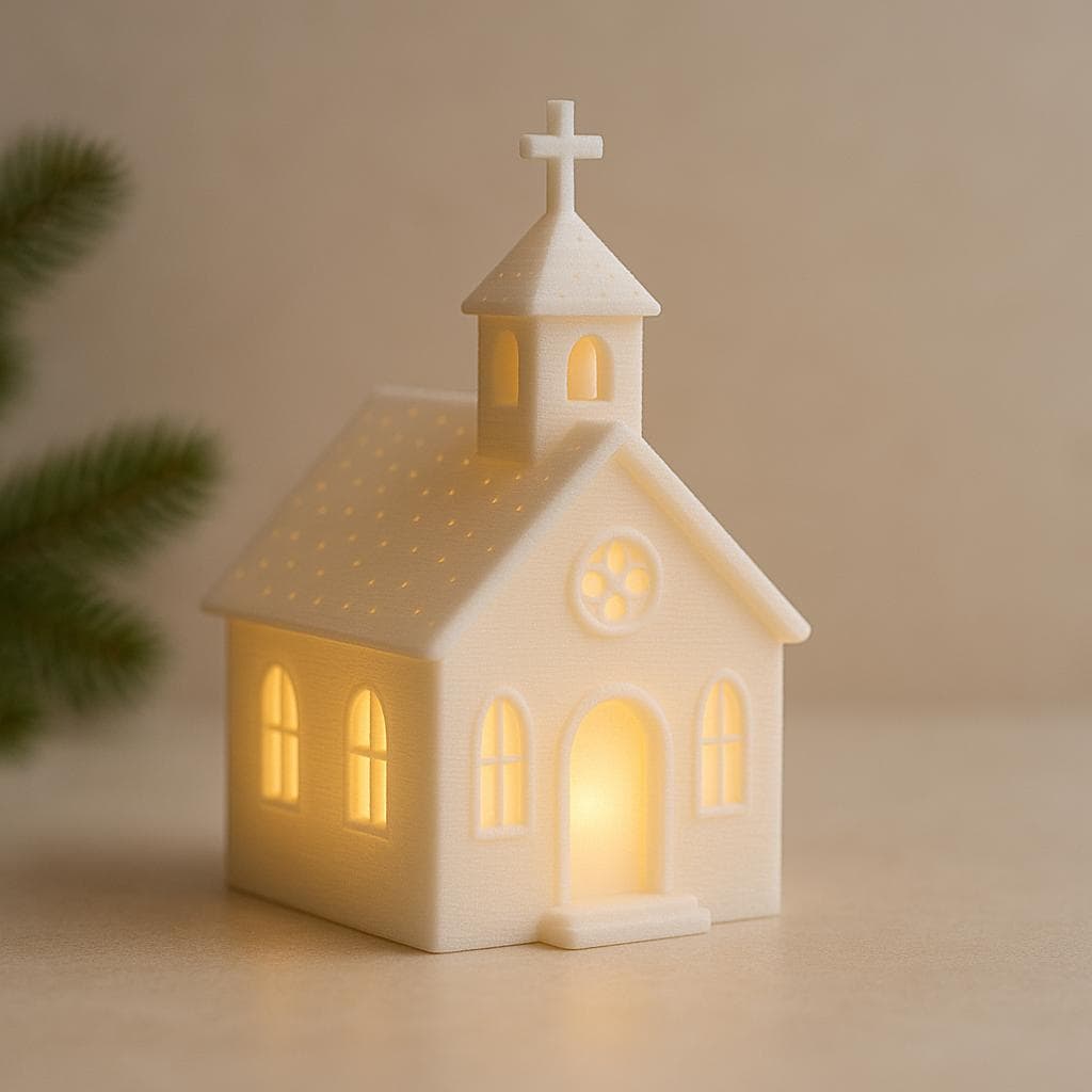 White Ceramic Light up Church - Etsy