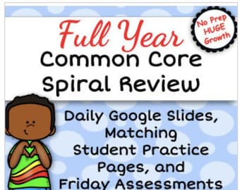 Revisión diaria en espiral de cuarto grado: se incluyen todos los estándares básicos comunes: PDF imprimible y diapositivas coloridas: educación en el hogar