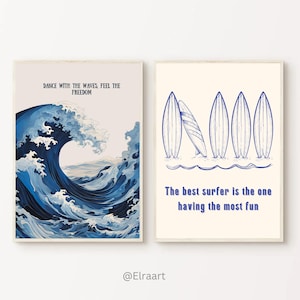 Surf Posters 5 Pack, Surf Set of 5 Posters, Surf Wall 5 Art Bundle, Surf Prints, Surf poster, Surf Quotes, Wave Poster, Gift for Surf lover